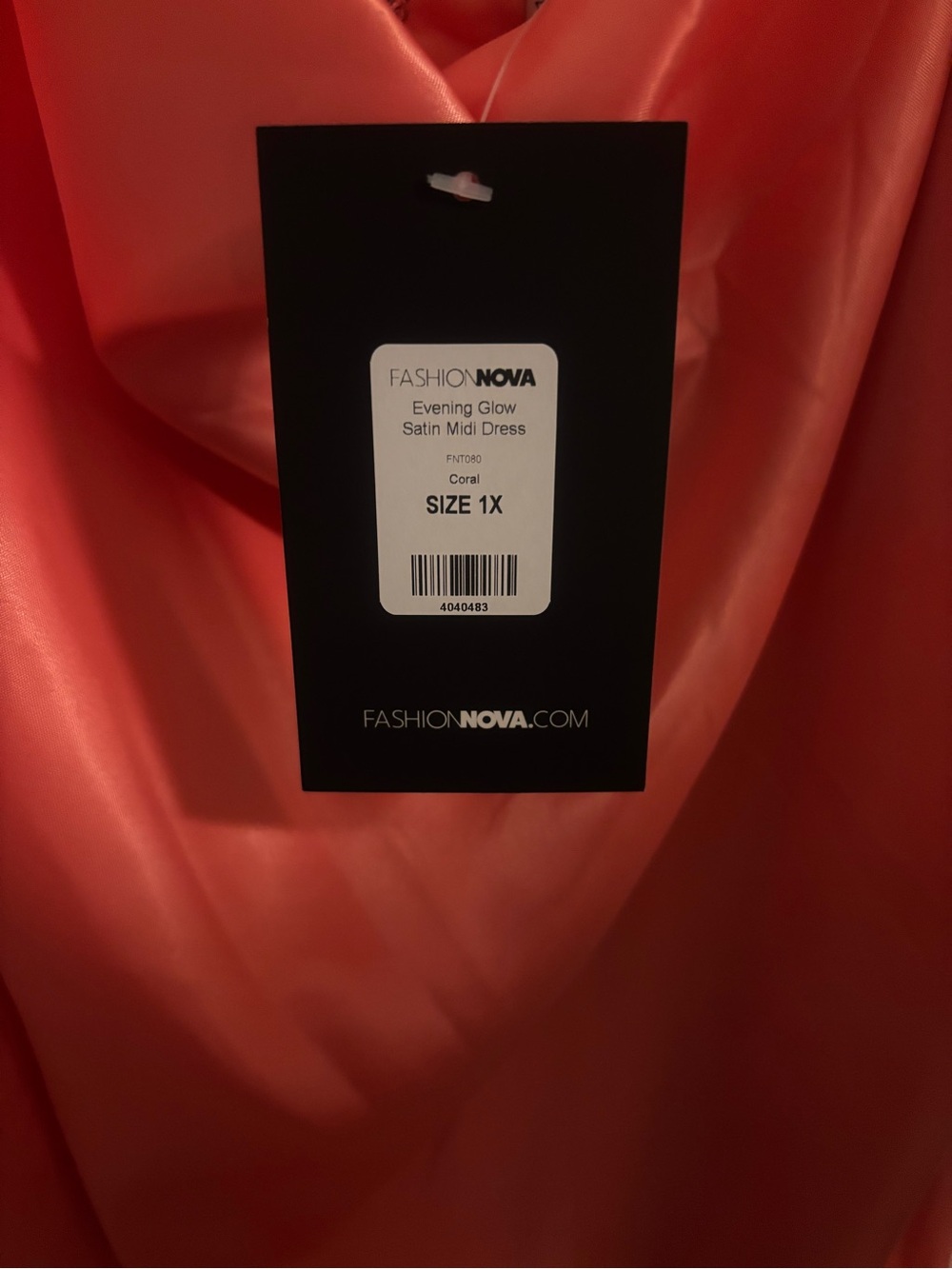 Fashion Nova Satin Midi Dress - Coral Pink Sheen